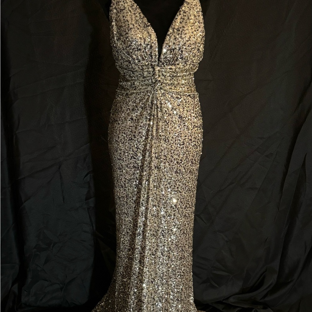 Elegant Silver Evening Gown
